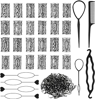 Geosar Silver Norse Vikings Runes Beaded Necklace for Adults - Letter-themed, Durable Metal and Plastic, Includes Hair Styling Tools