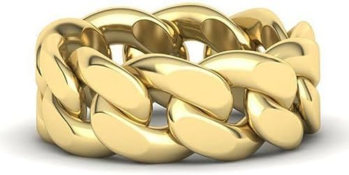 Unisex Cuban Link Gold Chain Ring, Durable Zinc Alloy Band, Perfect for Gifts, Stylish Chunky Design