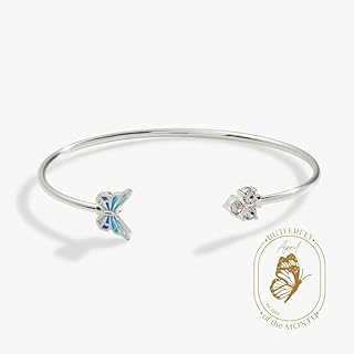 Alex and Ani AA743423SS,Butterfly and Crystal Flex Cuff,Shiny Silver,Blue, Bracelets