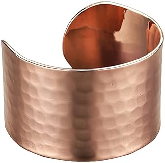 DEMMEX 1.5mm Thick High Gauge Pure Hammered Copper Cuff Bracelet, Uncoated, Non-Magnetic, Joint Pain Relief, Adjustable, Wooden Gift Box, Handcrafted, Unisex