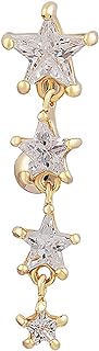 Reverse Belly Button Ring - Surgical Steel CZ Pave Navel Rings 18k Gold/White Gold Plated Perfect for Women/Men/Girls - Top Down Belly Piercing Jewelry
