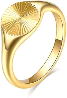 MYNENEY 14K Gold Plated High Polished Stainless Steel Stackable Wedding Rings for Women Ins Jewelry Gift