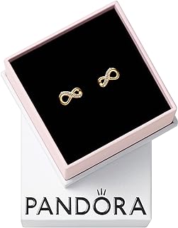 PANDORA Sparkling Infinity Stud Earrings - 14k Gold Plated Stud Earrings with Cubic Zirconia for Women - Mother's Day Gift - With Gift Box