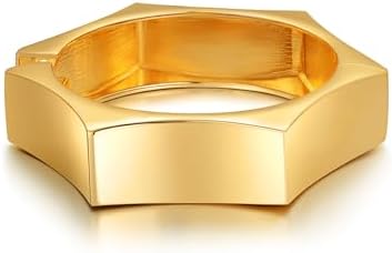 Lobster Claw Clasp Thick Gold Bangle Bracelet, Box Chain, Agate Gemstone, Perfect for Women, Bold Wide Cuff Design - Badu Chunky Statement Jewelry