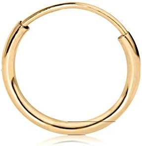 14k Yellow Gold Single Hoop Earring with Slide-In Back by Olivia's Collection - Comfortable and Lightweight for Lobe, Upper-Lobe, Snug, Helix, and Tragus Piercings - For Men, Women, and Teens