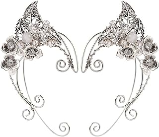 GANAZONO Elf Ear Cuffs Fairy Earrings Pearl Wing Cuff Wrap Earrings Elven Ear Clips Jewelry Gift
