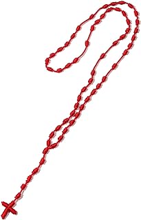 Stylish Tenghong2021 Multicolor Cross Necklace with Durable Rope Chain for Men & Women - Zinc Metal, Lightweight Cord Beads Design