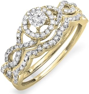 Dazzlingrock Collection 0.50 Carat (ctw) 14K Round Diamond Ladies Halo Style Bridal Engagement Ring Set 1/2 CT, White Gold