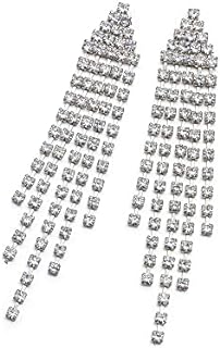 EleQueen Austrian Crystal Chandelier Tassel Earrings Linear Drop Dangle Earrings Christmas Tree Earrings for Women Wedding Bridal Party