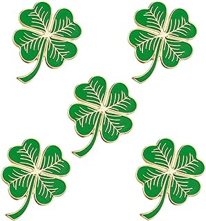 Minimalist Four Leaf Clover Green Enamel Small Brooch Lapel Pins for Women Girls Men Dainty Flower Shamrock Brooches Good Luck Dress Hat Bag Clothes Accessories St Patrick's Day Holiday Jewelry Gift