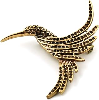 Thailand's Bronze Gold Vintage Hummingbird Brooch with Pin Clasp for Nature Jewelry Enthusiasts, Ideal for Cloaks, Scarves and Shawls