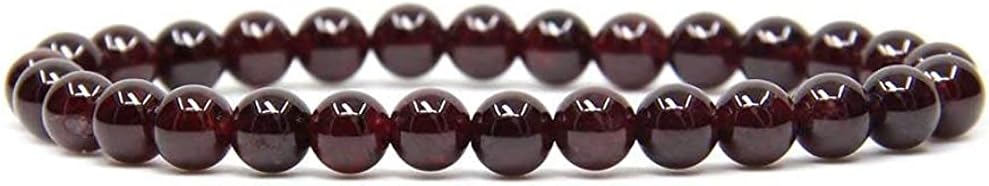 Natural Gemstone 6mm Round Beads Stretch Bracelet 7 Inch