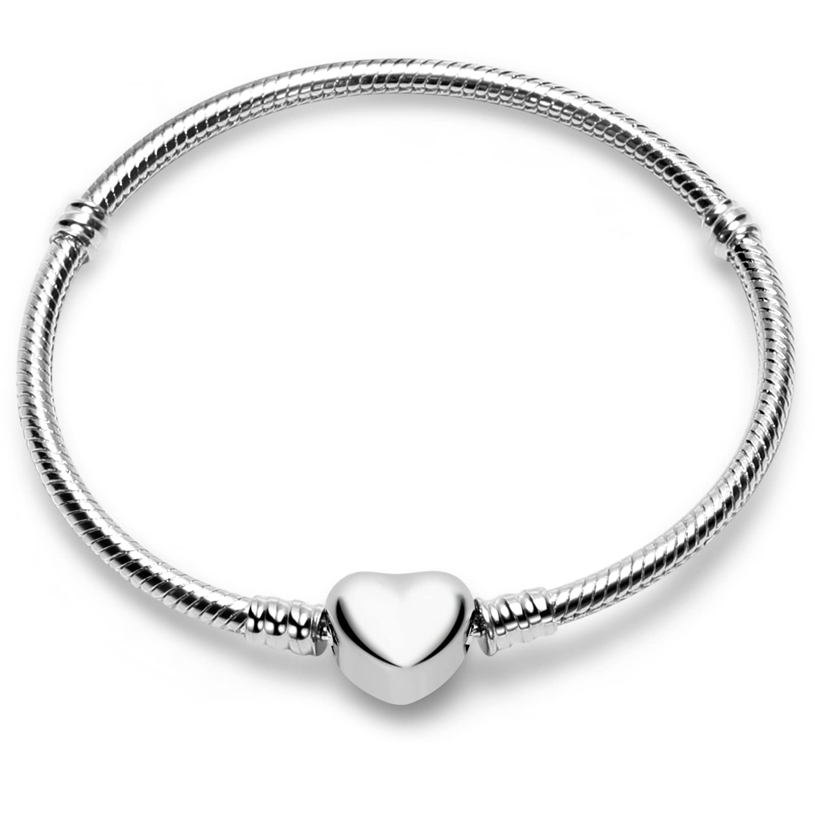 Charm Bracelet For Woman 925 Sterling Silver Jewelry Moments Heart Clasp Snake Chain Bracelet Fit Any Charm Gift for Women Girl