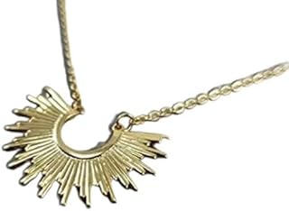 LS Artisan Women's Sunburst Pendant Necklace in 14k Gold and 925 Sterling Silver - Adjustable Cable Chain with Spring Ring Clasp - Jewelry Gift for Women and Teens
