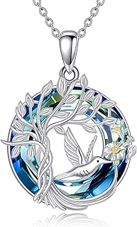 Animals Necklace for Women S925 Sterling Silver Turtle/Flamingo/Panda/Fox/Hummingbird Crystal Pendant Necklaces Jewelry for Girls