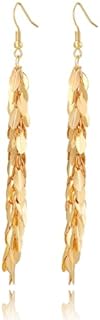 "French Wire" Back Gold Leaf Dangle Earrings, Elegant Brass Earrings for Women and Girls, Perfect for Formal Occasions and Gift-Giving, Leaf Motif