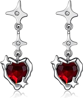 Gopbrer Gothic Hypoallergenic Earrings Dangle, Goth Red Heart Stud Earrings, Emo Punk Y2k Goth Accessories for Women