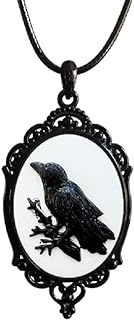 Gothic Raven Cameo Rope Chain Choker Necklace in Zinc - Mystical Witch-Inspired Jewelry Gift for Her with Intricate Crow Design