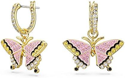 Swarovski Idyllia Crystal Butterfly Earrings - Lightweight Gold-Tone Crystal Gem Earrings for Women with Unique Butterfly Design