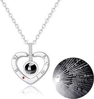 Tornito Gold Plated 100 Languages I Love You Memory Necklace Projection Pendant Necklace For Women Silver Tone