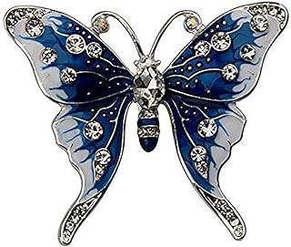 FEELMEM Crystal Rhinestone Butterfly Brooch Pin Blue Color Butterfly Brooches for For Women Wedding/Banquet/Birthday Party
