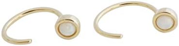 HONEYCAT Gold Plated Brass Threader Hoop Earrings with Opal Gem for Women in Minimalist Design
