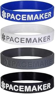 Buckle Clasp Medical ID Bracelets for Women with Bead Chain & Rubber Gem for Health Awareness, Pacemaker Alert Design