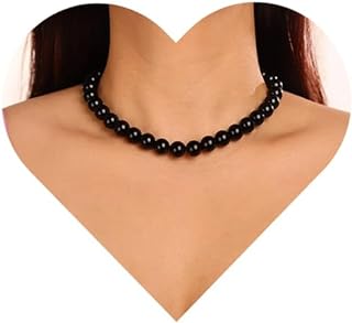 Denifery Vintage Black Pearl Choker Bohemian Pearl Ball Necklace OT Toggle Choker Dainty Women's Collar Necklace Prom Party Festival Gift