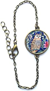 Blue Owl Bracelet,Blue Owl Jewelry, Victorian Art Bracelet, Owl Bangle, Blue owl Bangle,Simple Bracelet,Handmade Bracelet,M135