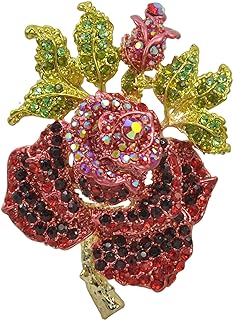 Gyn&Joy Women's Austrian Crystal Blooming Rose Beautiful Flower Brooch pin