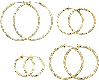 Twisted Large Clip On Earrings Gold Tone 1.18IN/1.57IN/1.96IN/2.36IN 4PCS Hoop Earrings Clip On Earrings for Women Girls No Piercing