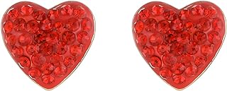 Love-Struck Red Heart Stud Earrings with Glass Stone Gems and Push Back Finding, Perfect for Stylish Women and Girls - Drop Design