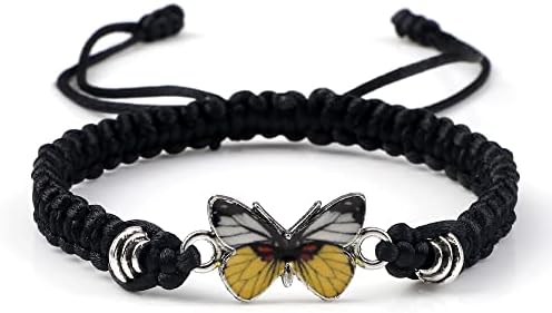 COLORFUL BLING Braided Butterfly Bracelets - Adjustable Nylon & Zinc Wristbands for Couples, Friends, and Family