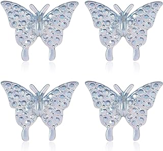 Push-Back Plastic Butterfly Stud Earrings by KMEOSCH made from Resin, Silicone, Acrylic for Women and Girls in Charming Colors of Gold & Light Pink/Blue - Hypoallergenic and Lightweight
