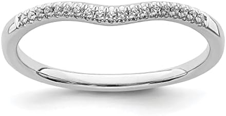 14k White Gold Diamond Wedding Band for Women, Size 6 - Elegant 1/15 Carat Diamond, Contoured Design, Blooming Bridal Collection