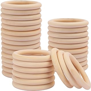 35 PCS 3.5Inch Wooden Rings for Crafts, Natural Wood Rings for Macrame, Jewelry Making, and DIY Crafts, Unfinished Smooth Wood Rings, by GNIEMCKIN
