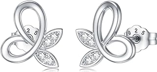 Dolpher's Lab-Grown Diamond Butterfly Stud Earrings with Lever Back in Sterling Silver for Women, D Color/VVS Clarity