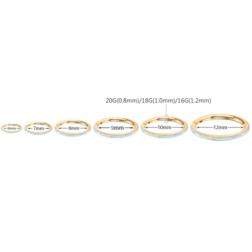 Cartilage Hoop Earring 316L Surgical Steel Conch Daith Helix Piercing Jewelry Nose Rings Hoops Septum Ring 20G 18G 16G 14G CZ Opal
