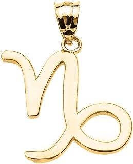 14K White Gold Capricorn Zodiac Astrological Sign Charm Personalized Pendant