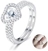 FASACCO Heart Rings 925 Sterling Silver Engagement Rings for Women Heart Cut Halo Cubic Zirconia Wedding Promise Rings Matching Rings Size 5-10