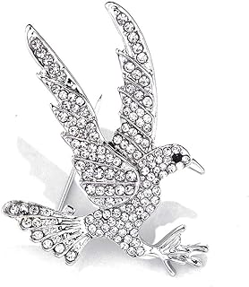 Full Rhinestone Pigeon Dove Bird Brooch for Unisex Collar Scarf Decoration Fashion Animal Brooches Pin Jewelry Accessories for Women Men