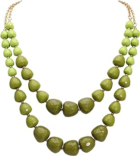 Coiris Statement Chunky Multi Strand Colorful Beaded Necklace African Acrylic Large Strawberry Bead 2 Layered Bib Collar Choker