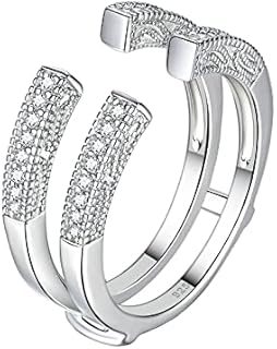 SHELOVES Vintage Guard Wrap Wedding Band For Women 925 Sterling Silver Ring Enhancer for Engagement Rings 5-10