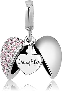 KunBead Daughter Heart I Love You Birthstone Dangle Charms Compatible with Pandora Bracelet Gift for Womens Birthday