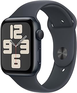 Apple Watch SE（第2世代）44mm ミッドナイトアルミニウムケース＆スポーツバンド、心拍数・フィットネス＆睡眠トラッカーで健康をサポート、耐水性能付き