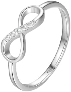 Infinity Rings for Women Sterling Silver Infinity Ring Sterling Silver Crown Rings for Women Gold Infinity Diamond Ring Infinity Promise Rings for Her Heart Promise Ring Open Rings for Women Size 4-15
