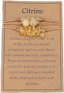 Crystal Healing Stone Bead Bracelet Set for Women with Meaningful Card, No-Clasp Cable Chain, Alloy Metal Type