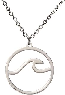Jude Jewelers Stainless Steel Sea Ocean Wave Statement Collar Holiday Vacation Pendant Necklace