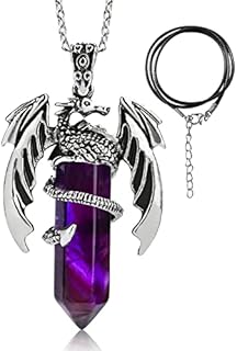 Quartz Hexagonal Dragon Crystal Necklace with Spring Ring Clasp and Cable Chain Design - Unisex Spiritual Gemstone Jewelry