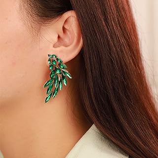 Emerald Crystal Bead Wreath Stud Earrings with Push Back for Women - Ball Design Statement Jewelry by Kercisbeauty
